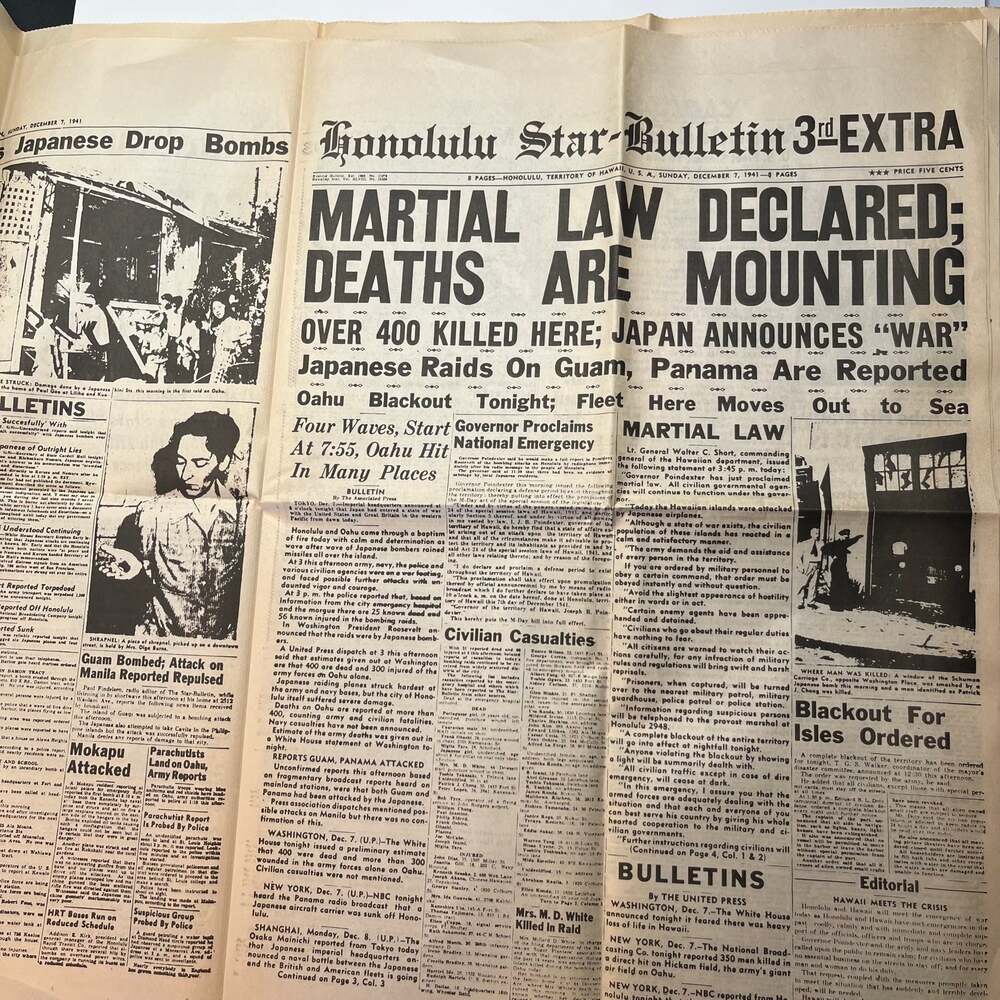 Vintage Pearl Harbor Honolulu Star Reproduction/Reprint Newspaper - Picture 6 of 9